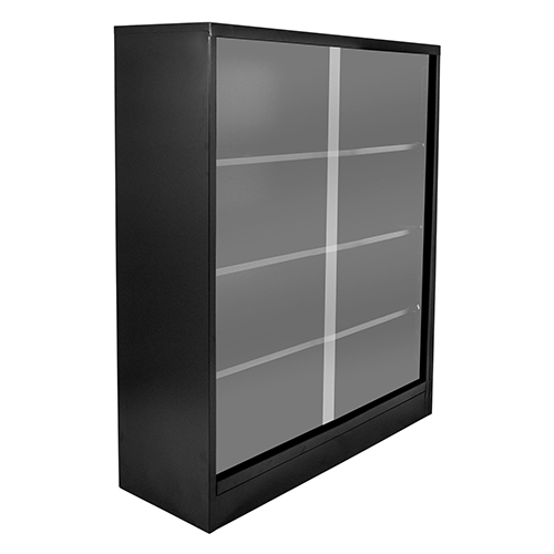 LIBRERA DE 3 DIVISIONES - NEGRA - PUERTAS DE VIDRIO