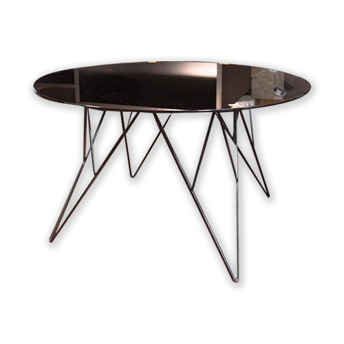 MESA DE CENTRO - PRUNUS - VIDRIO BRONCE - BASE DE METAL NEGRO