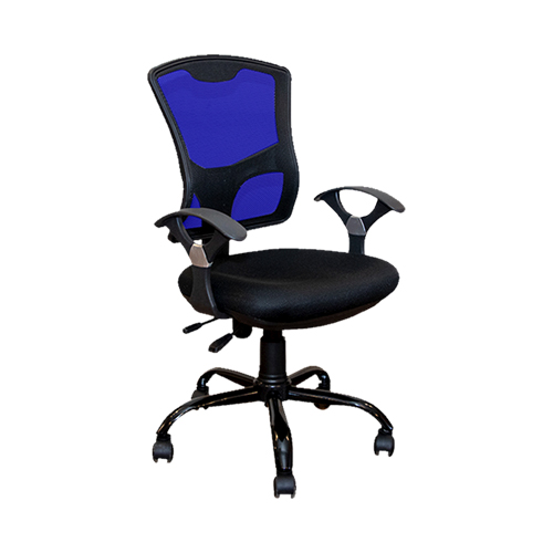 SILLA SECRETARIAL CON BRAZO (MALLA) - RESPALDO ERGONOMICO AZUL