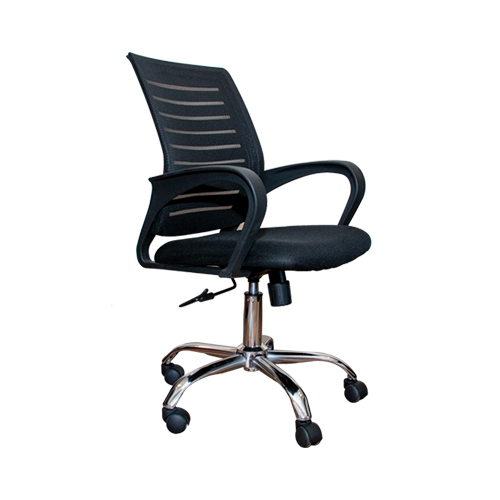 SILLA SEMI EJECUTIVA - NEGRA - RESPALDO DE MESH - SOPORTE COMPLETO