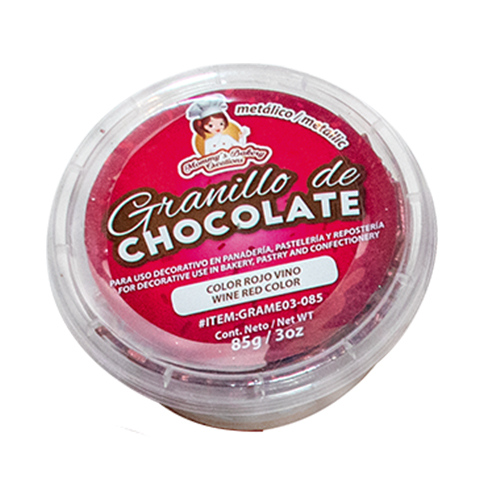 GRANILLO DE CHOCOLATE COLOR ROJO VINO METALICO - 85G