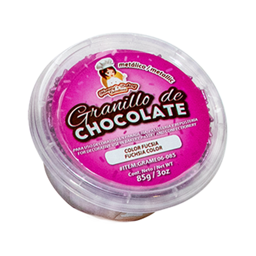 GRANILLO DE CHOCOLATE COLOR FUCSIA METALICO - 85 G